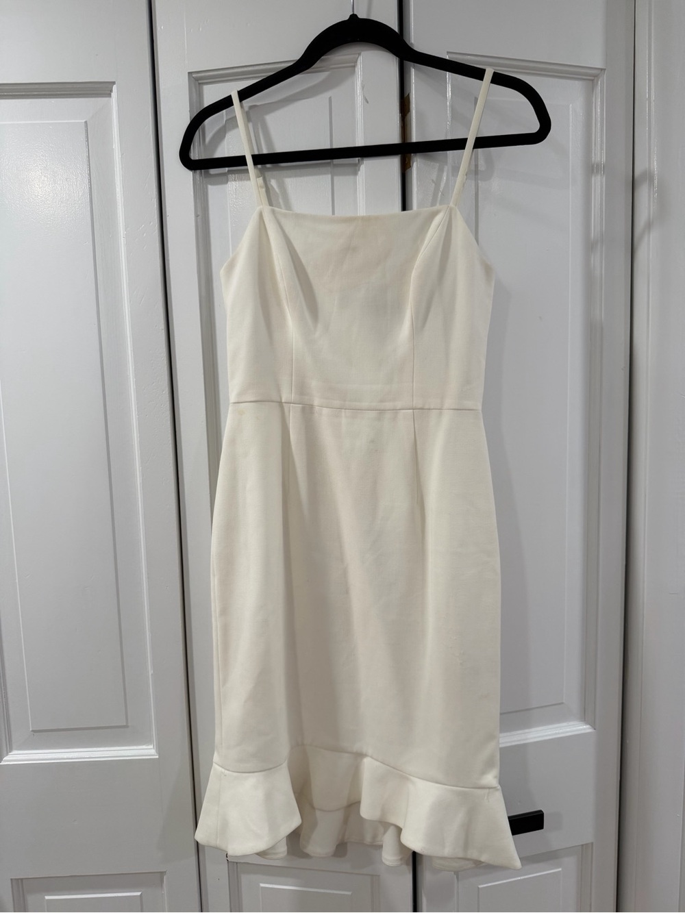French connection Ivory Ruffle-Hem Spaghetti Strap Dress